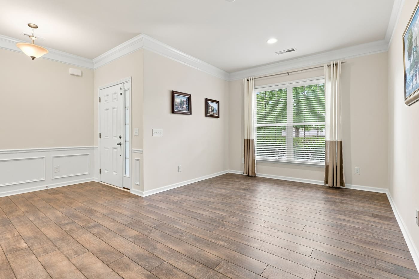 The flex room at the front of the house, looking back toward the front door.